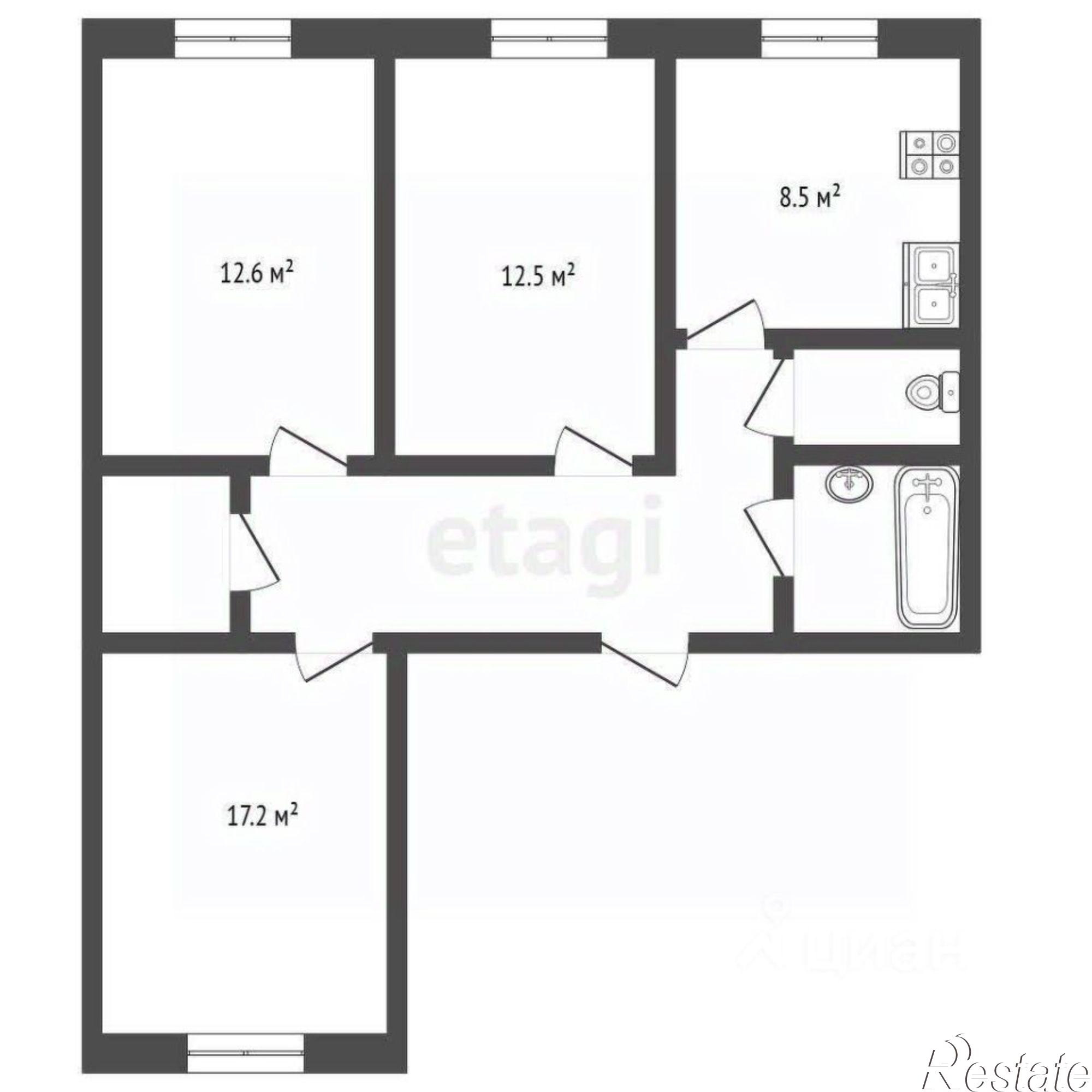 Купить квартиру за 6 000 000 рублей на Гражданская улица, 47