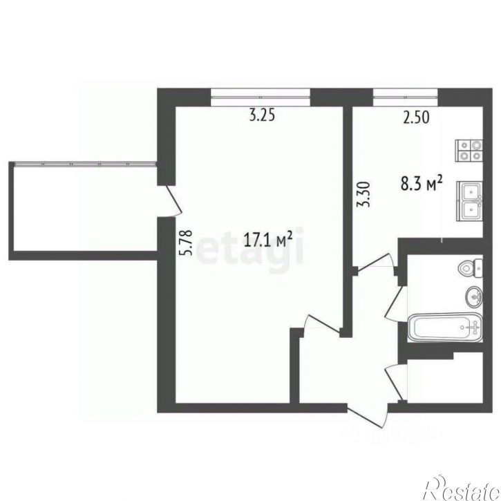 1-комн квартира улица 9 Мая, 25,  д. 25