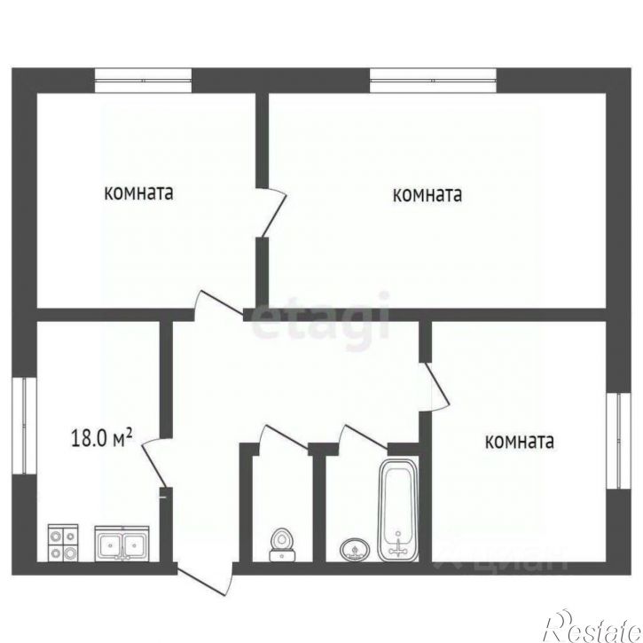 3-комн квартира улица Блюхера, 11,  д. 11