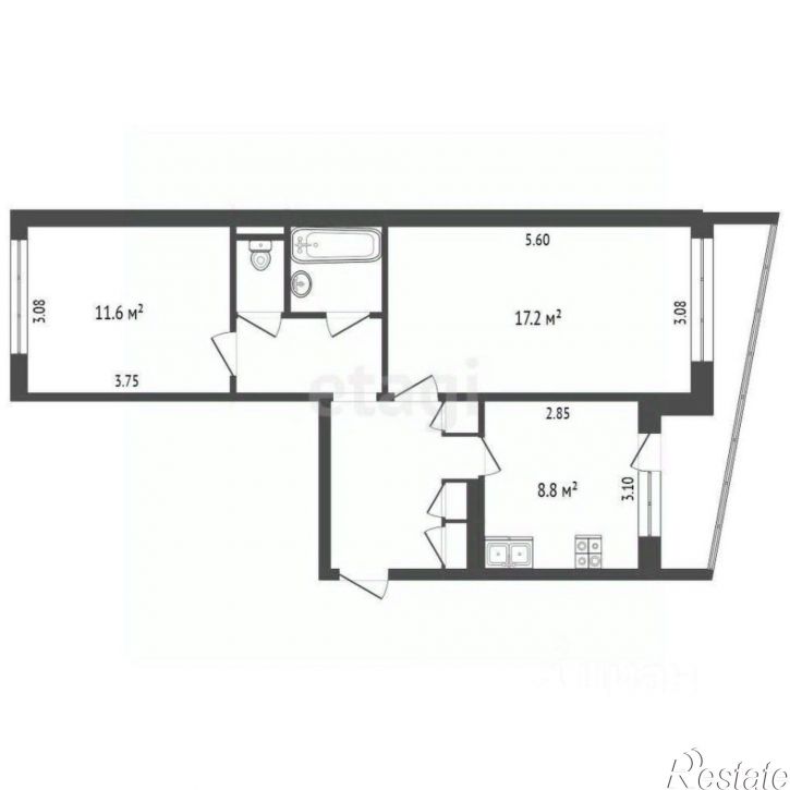 2-комн квартира проспект Революции, 22,  д. 22