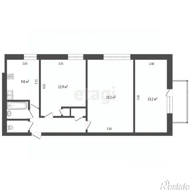 3-комн квартира улица Герцена, 93,  д. 93