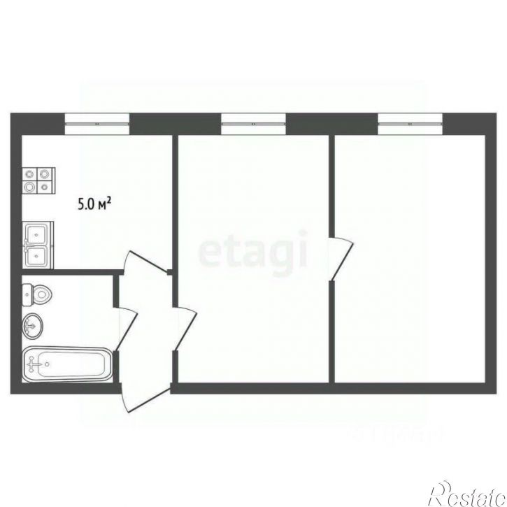 2-комн квартира улица 50 лет ВЛКСМ, 4,  д. 4