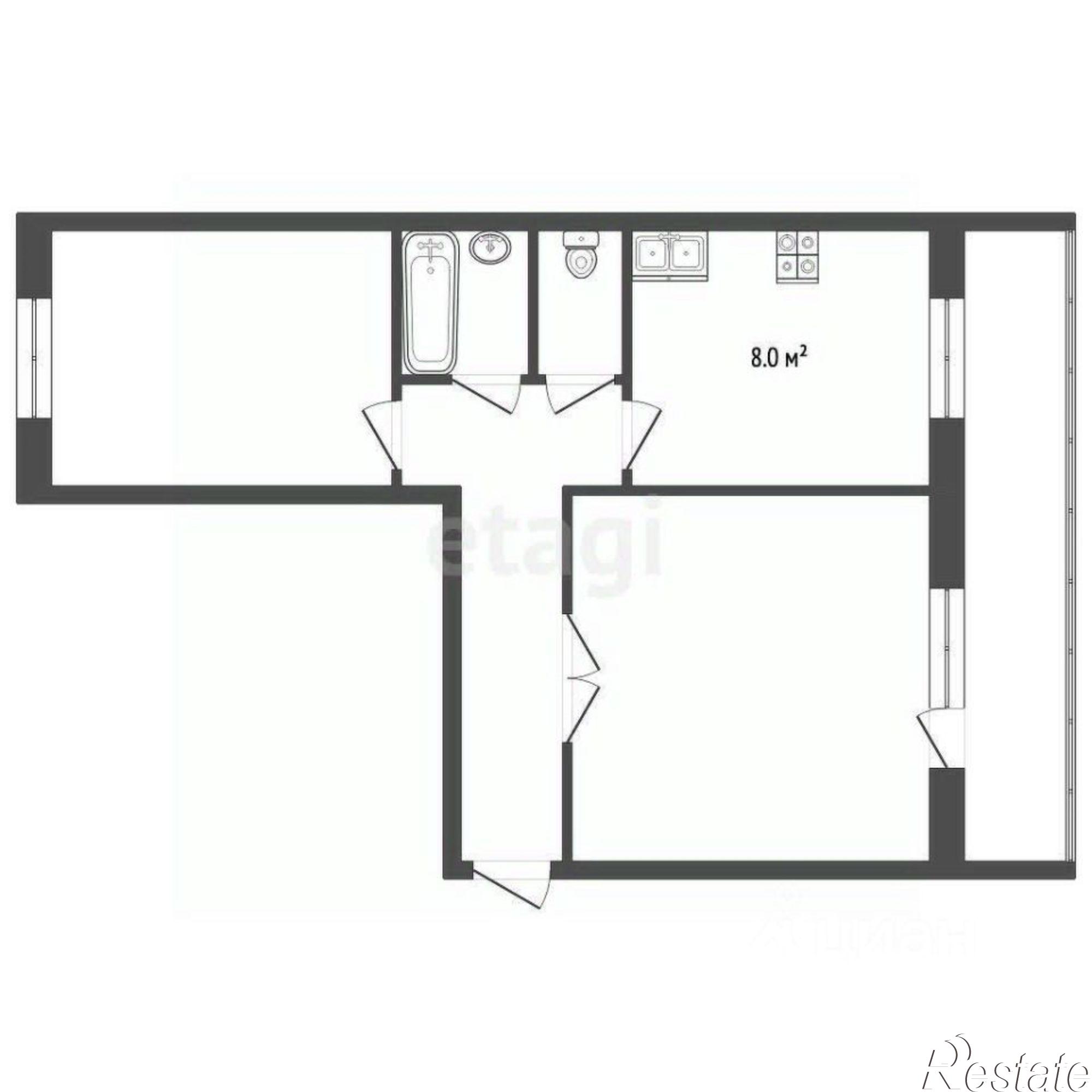 Купить квартиру за 4 250 000 рублей на ул Крестовая, 135