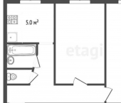 2-комн, 43кв м, этаж 1/5 улица Рокоссовского, 4