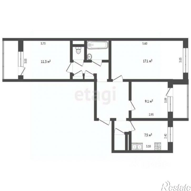 3-комн квартира пр-кт Революции, 4,  д. 4