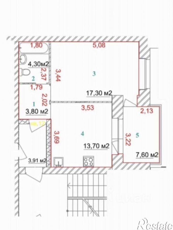 1-комн квартира улица Академика Губкина, 4 к1,  д. 4 к1