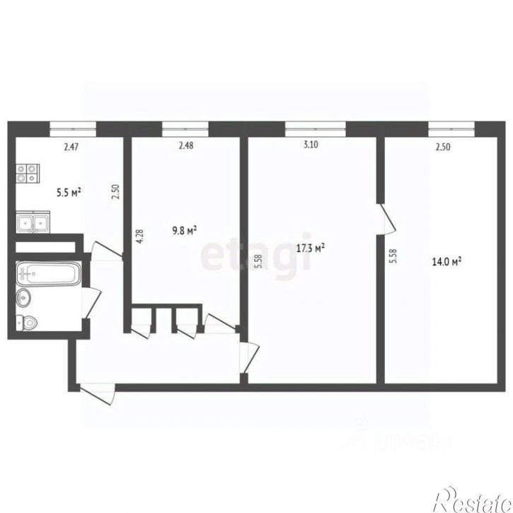 3-комн квартира ул Бориса Рукавицына, 8,  д. 8