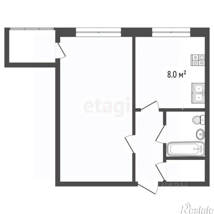 1-комн квартира ул Моторостроителей, 8,  д. 8