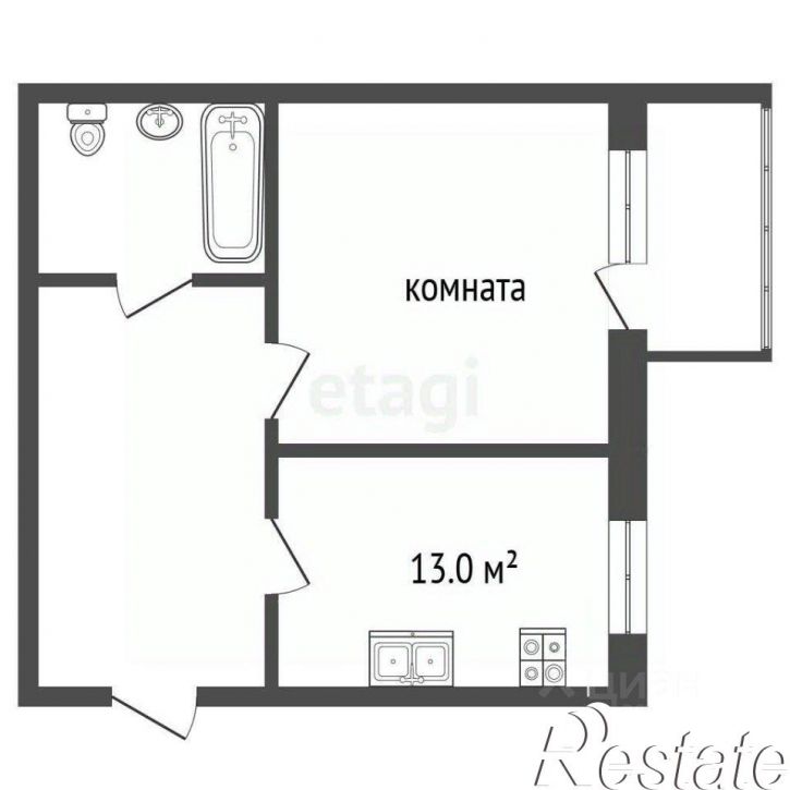 1-комн квартира улица Захарова, 26 к2,  д. 26 к2