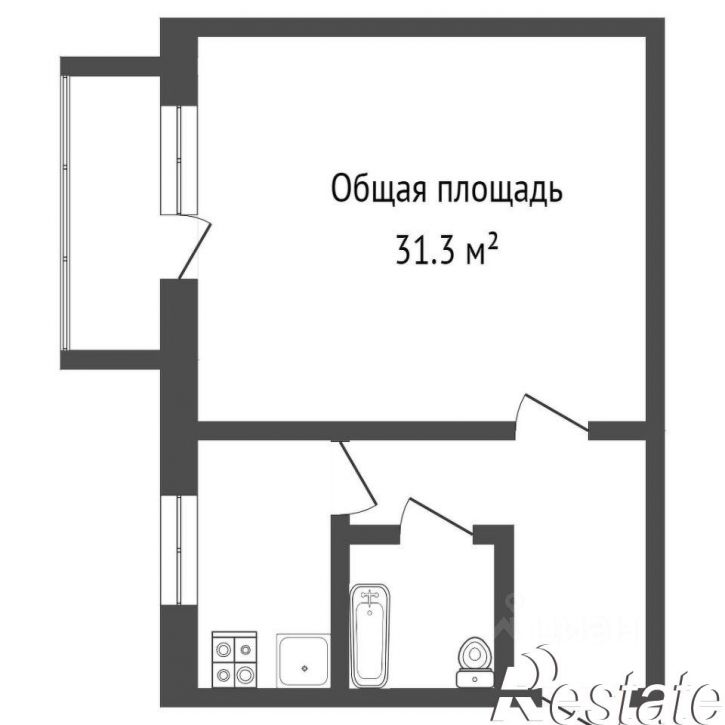 1-комн квартира Полиграфская улица, 2,  д. 2